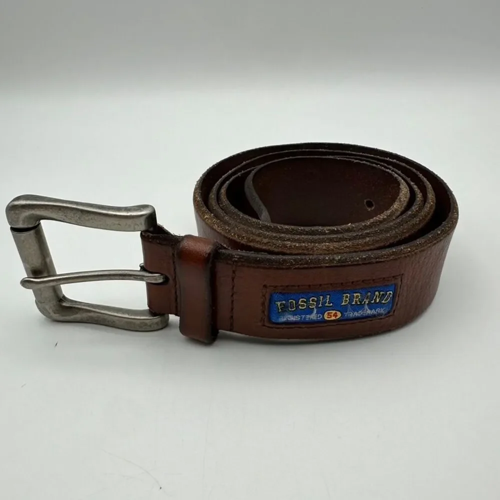Fossil Men's Classic‎ Brown Leather Belt with Vintage-Style Buckle Size 36